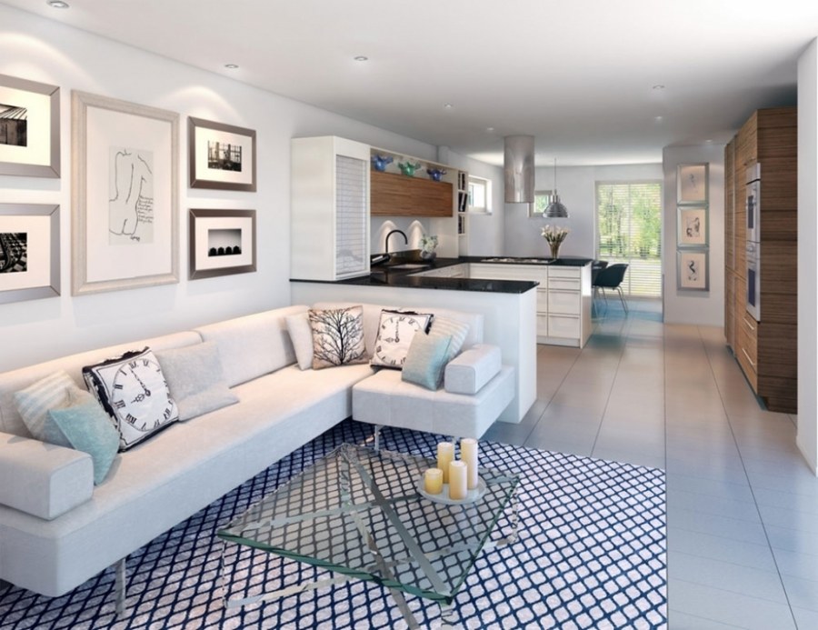 Кухня гостиная с угловым диваном