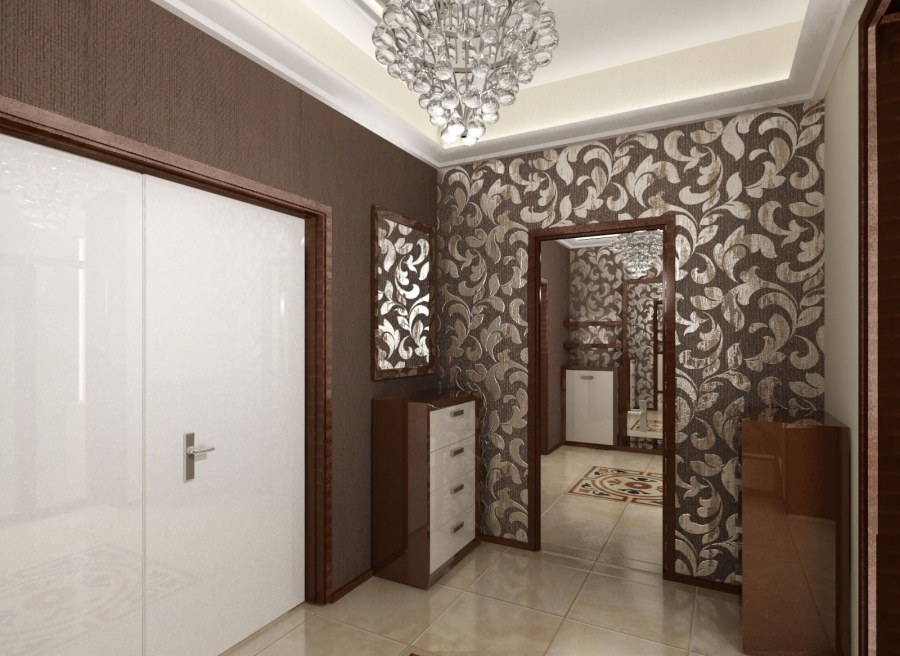 Прихожая с комбинированными обоями