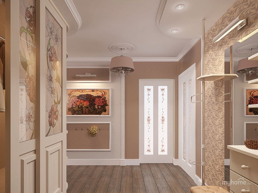 Персиковый интерьер прихожей