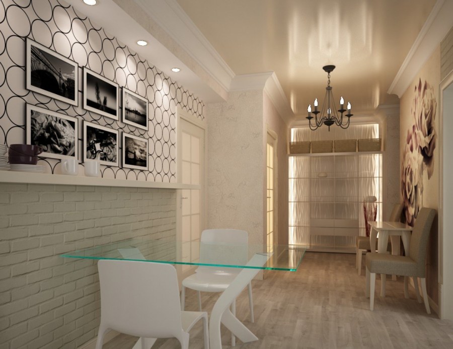 Коридор перетекающий в кухню