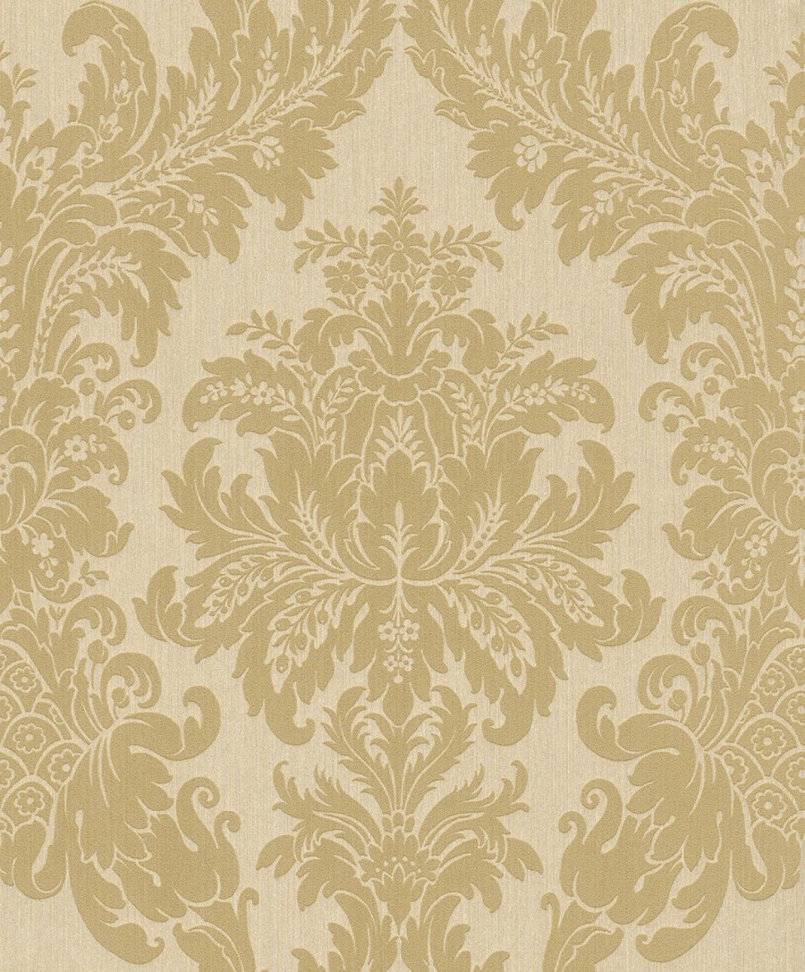 Желтые обои с дамасками