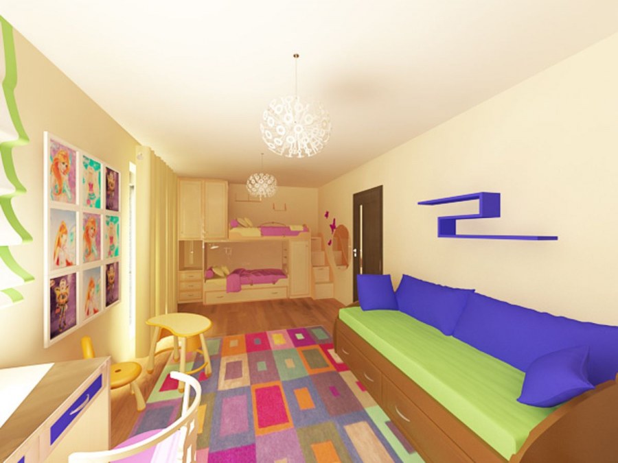 Натяжной потолок в детскую комнату для разнополых