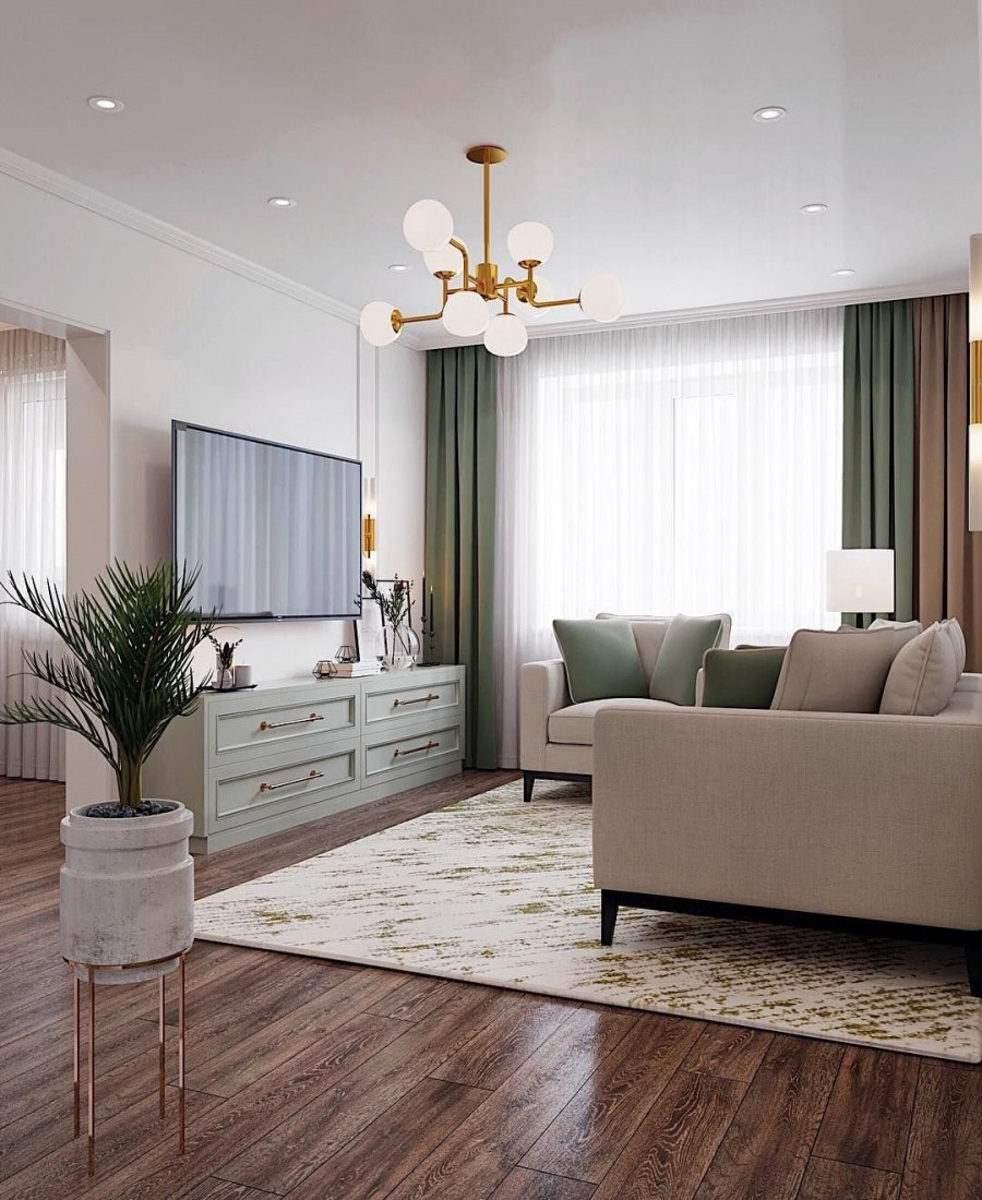 Гостиная в светлых тонах