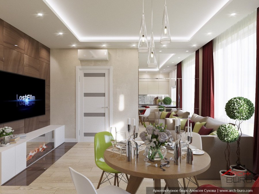 Кухня гостиная в светлых тонах