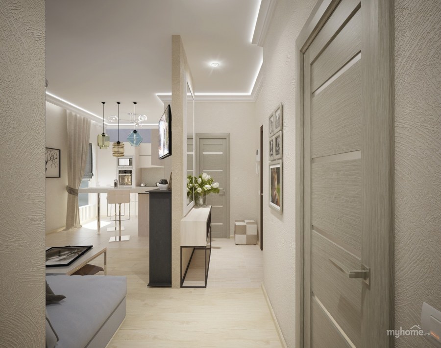 Интерьер квартиры в современном стиле в светлых тонах двухкомнатная