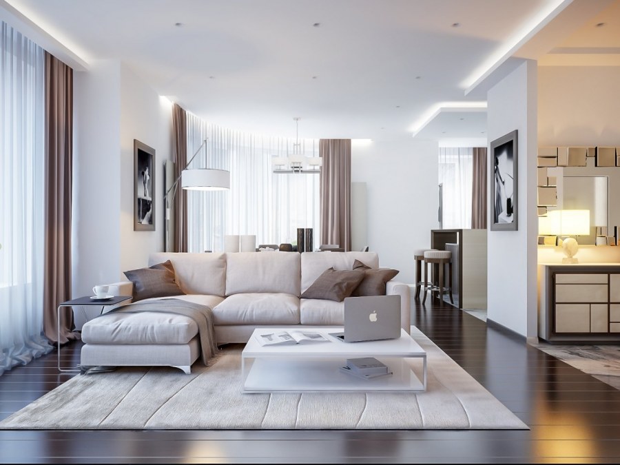 Контемпорари стиль в интерьере гостиной