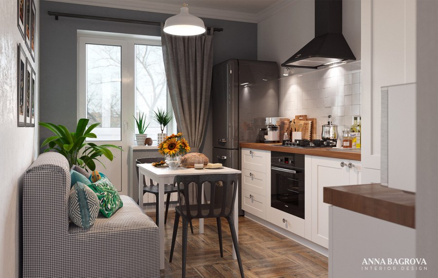 Кухня 10 метров в стиле Сканди
