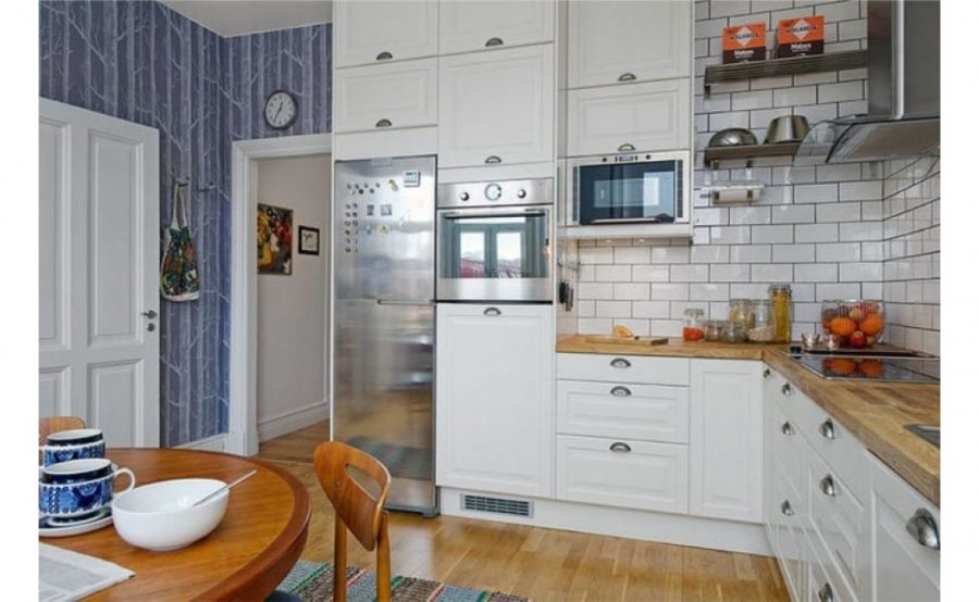 Угловая кухня в скандинавском стиле