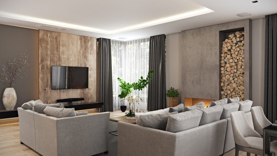 Декор за диваном в гостиной