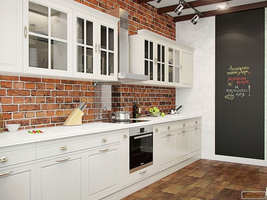 Кухня лофт белые стены