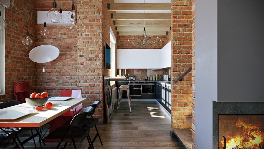Loft Interior Design кирпич