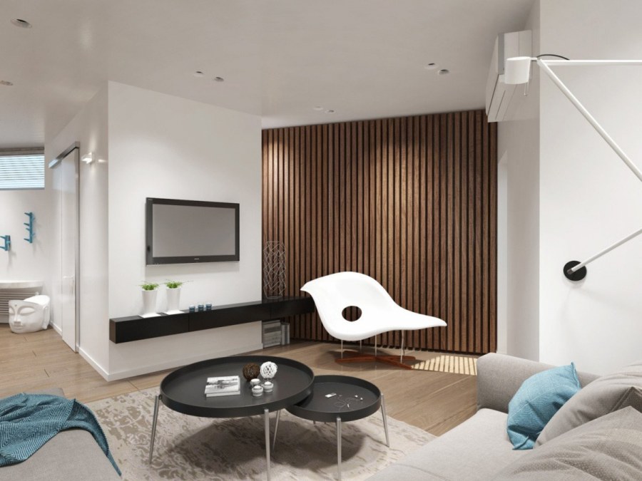 Зона телевизора в скандинавском стиле