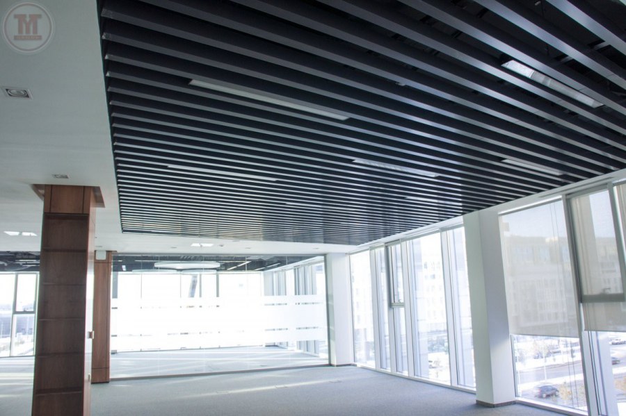 Кубообразный реечный потолок Албес черный