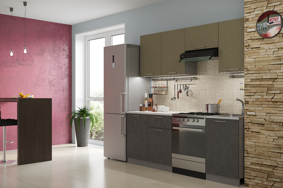 Кухня София олива бетон