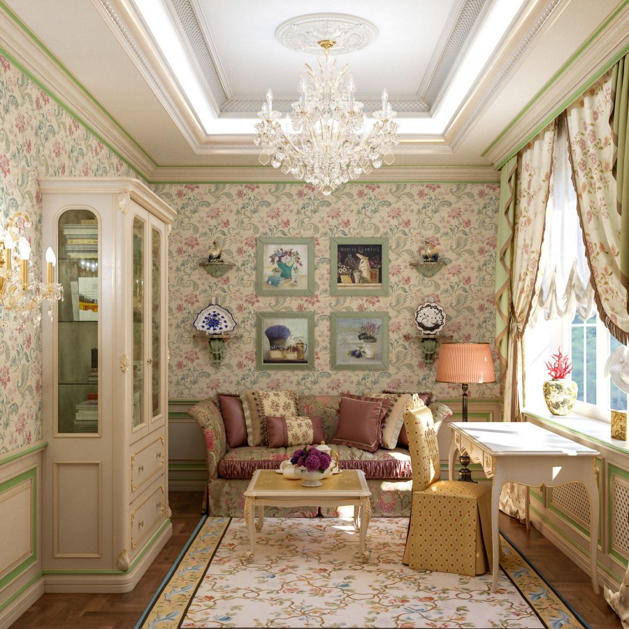 Декор интерьер в ярком стиле классика