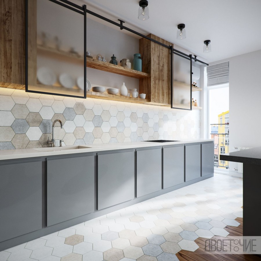 Фартук для кухни в стиле лофт