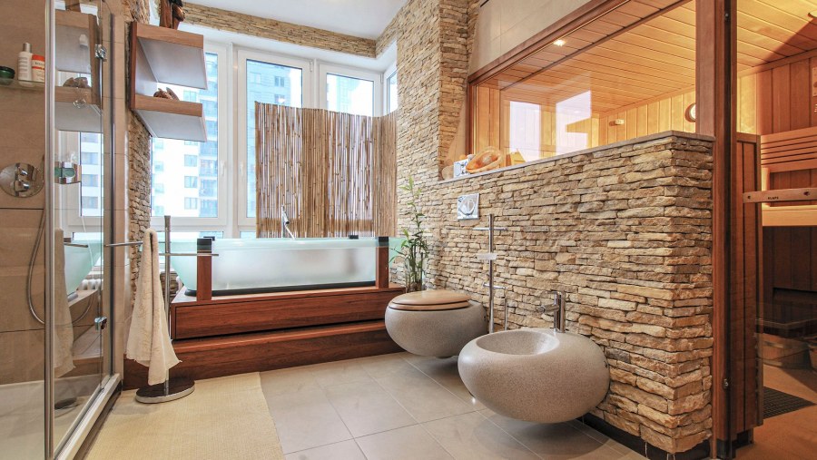 Камень в интерьере ванной комнаты