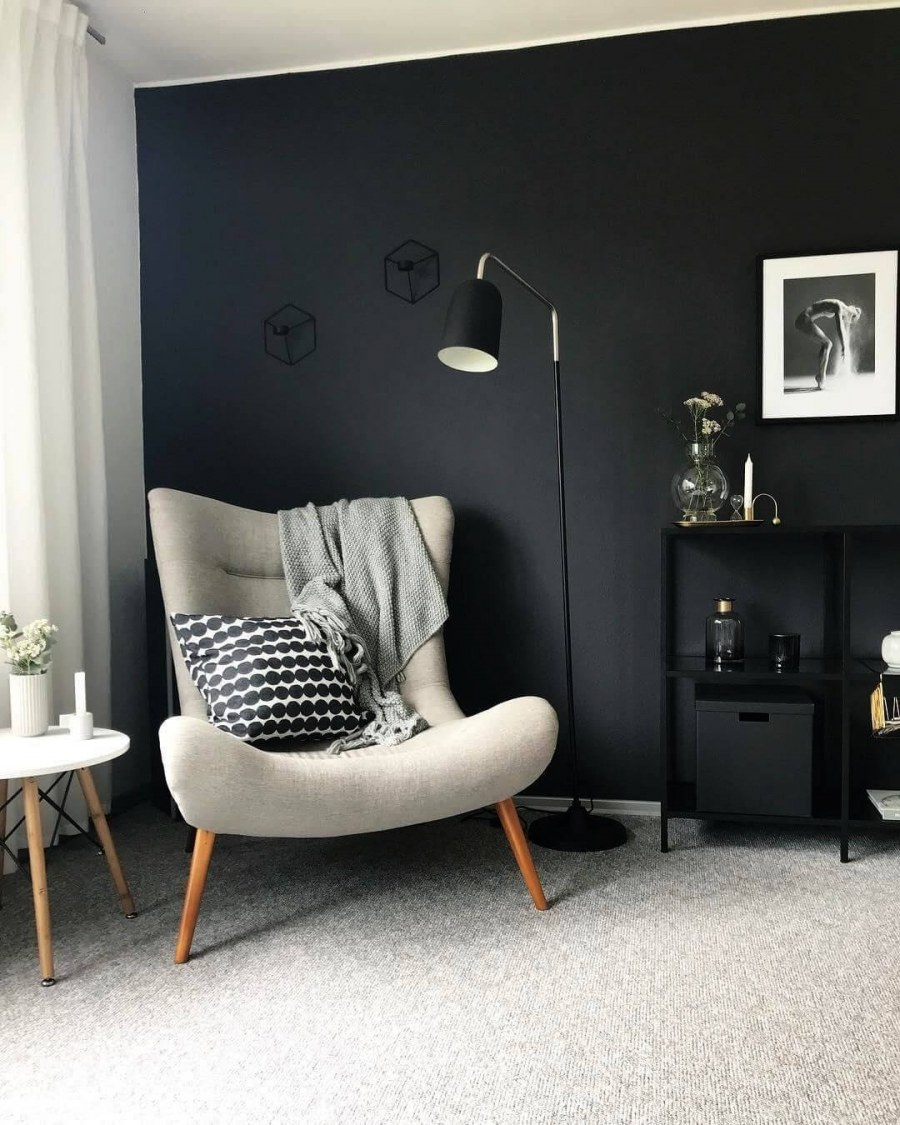 Черная стена в интерьере