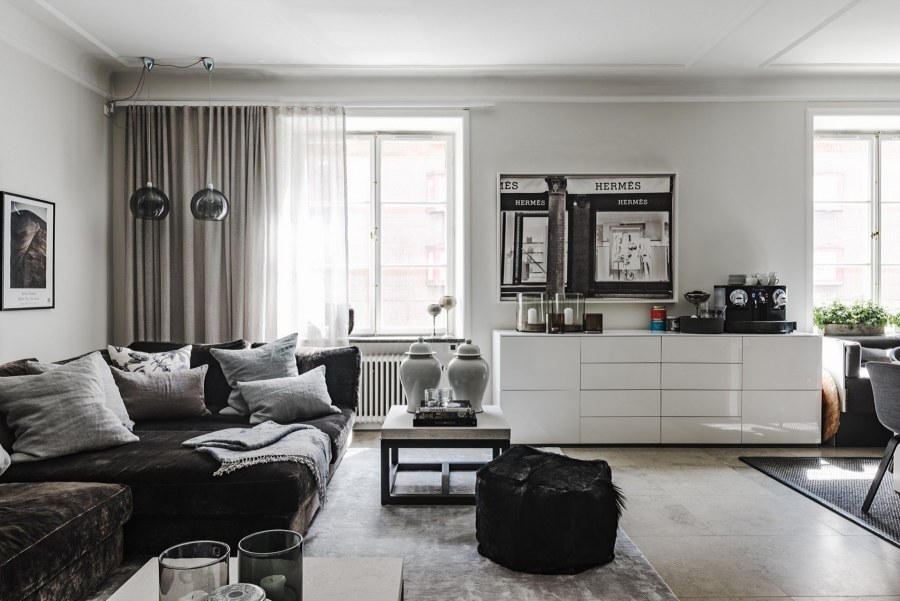 Черно белая гостиная икеа