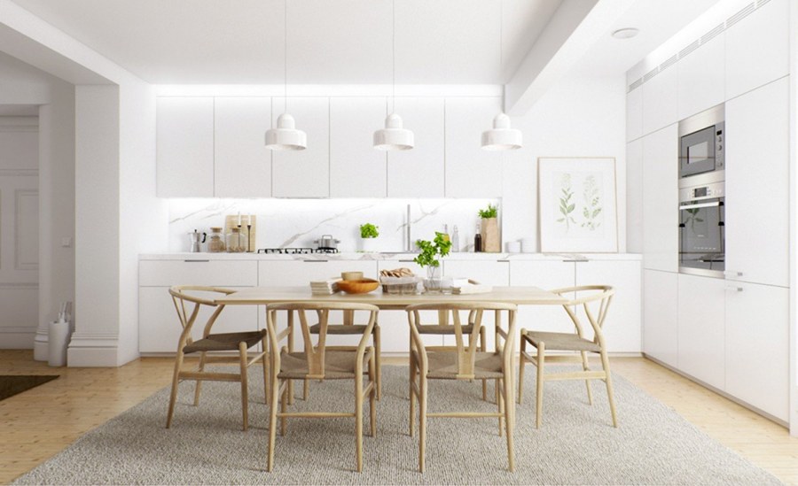 Кухня в светлых тонах в скандинавском стиле