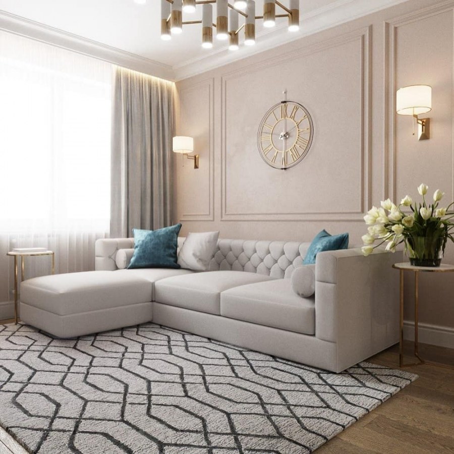 Уютная гостиная в светлых тонах