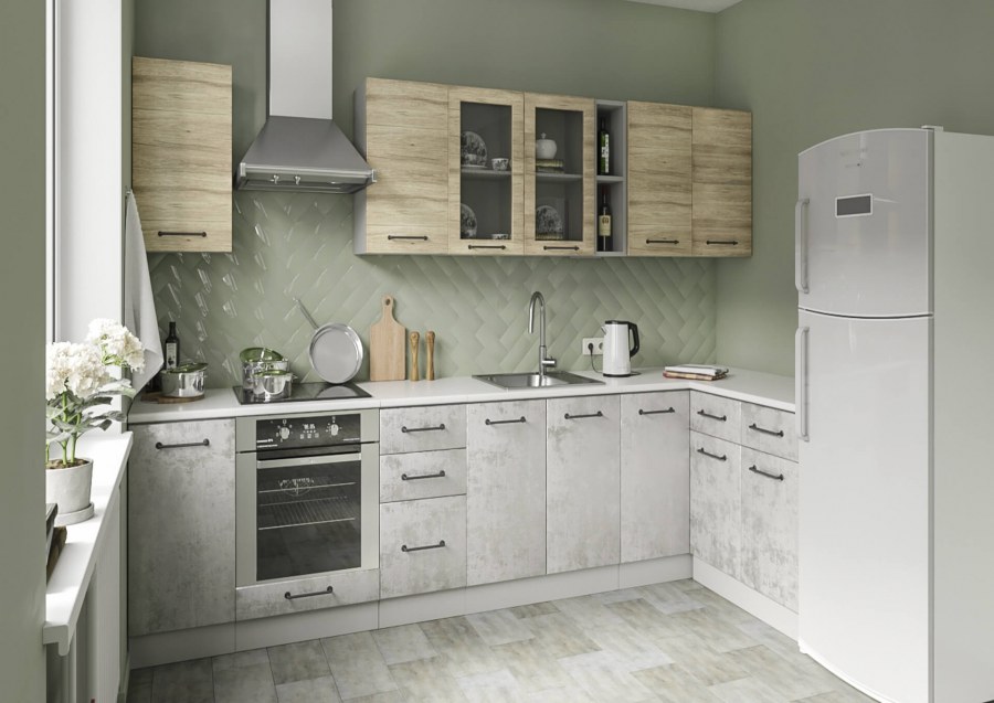 ДСВ кухня лофт бетон светлый