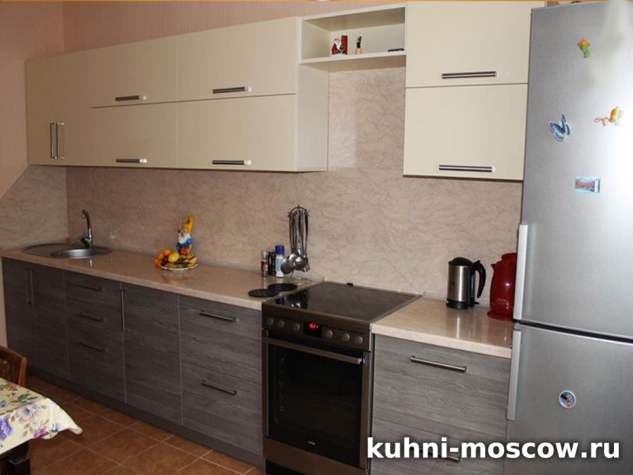 Кухонный гарнитур низ серый верх ваниль