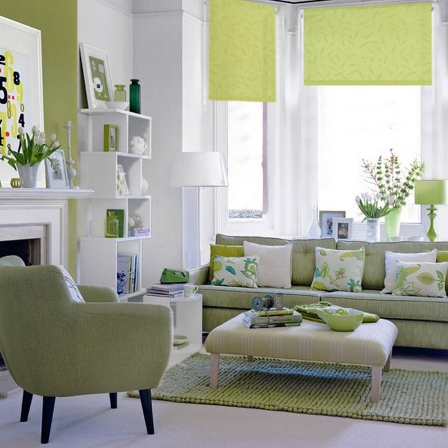 Бело зеленый интерьер