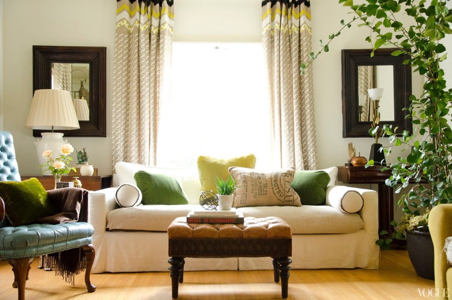 Сочетание бежевого и зеленого в интерьере