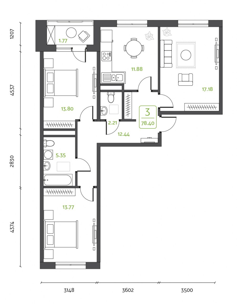 Купим квартиру Солнечный берег 3 комнаты