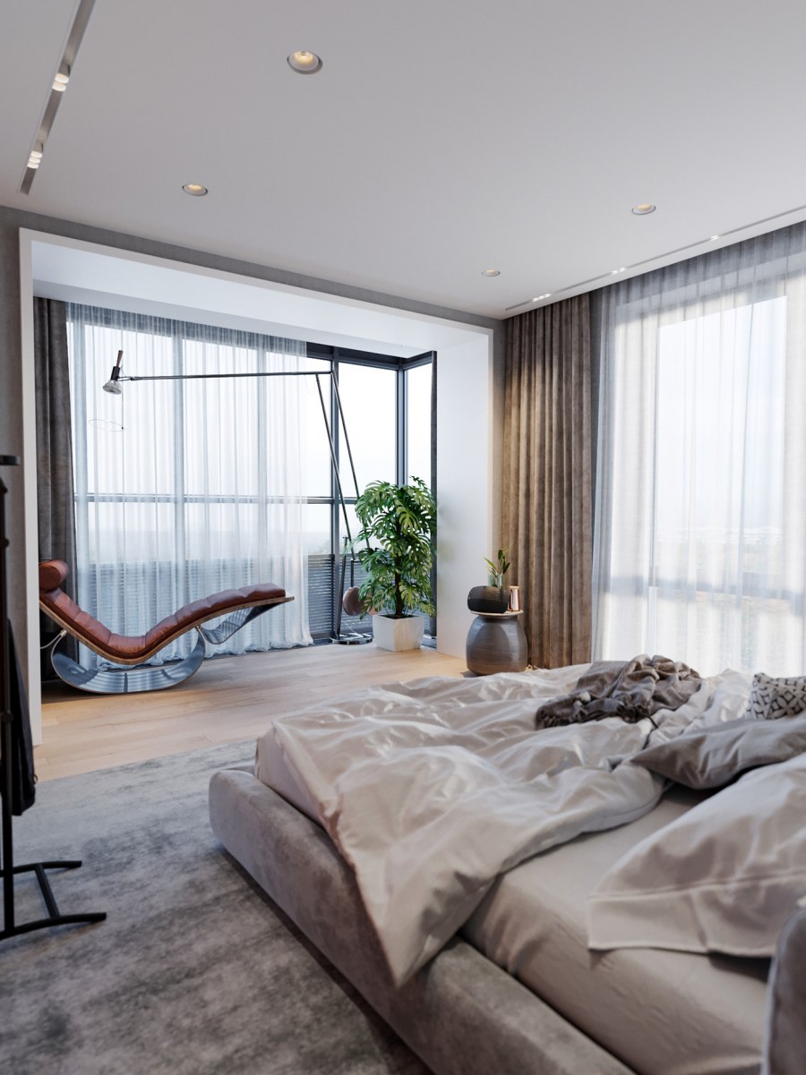 Спальня с панорамным балконом