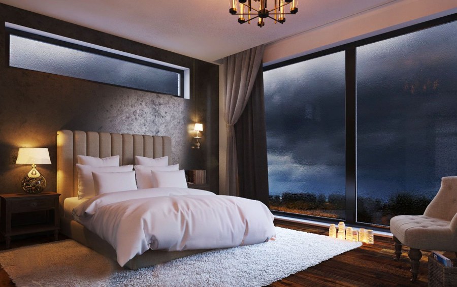 Спальня спанарамным окном