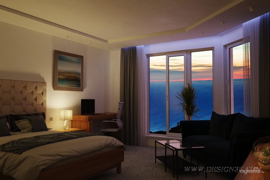 Маленькая спальня с панорамным окном