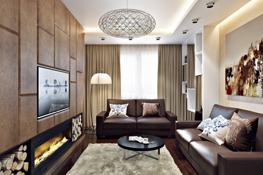 Гостиная в серо бежевых тонах