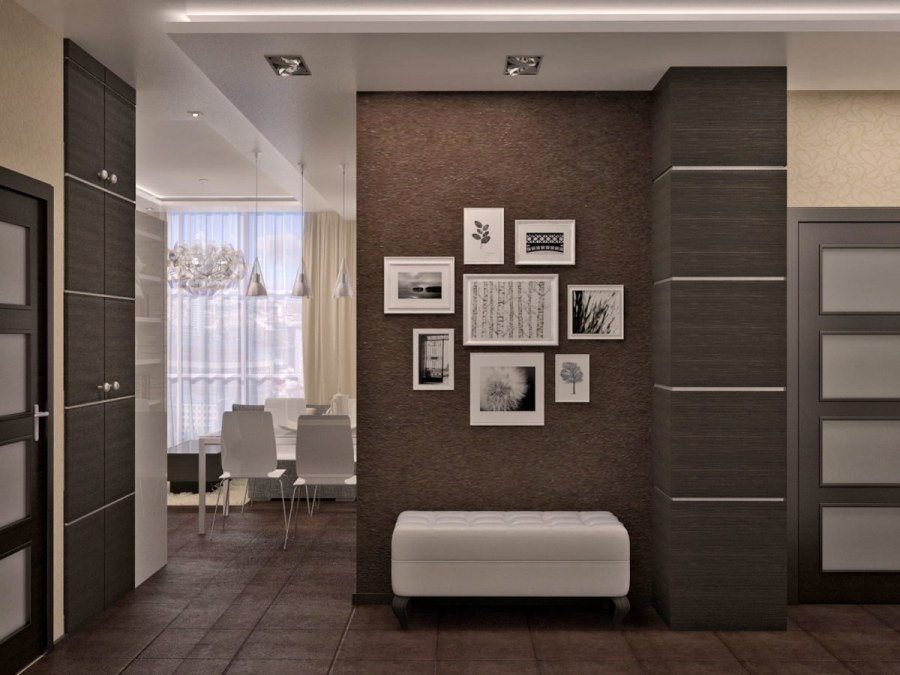 Спальня в пастельных тонах с темной мебелью