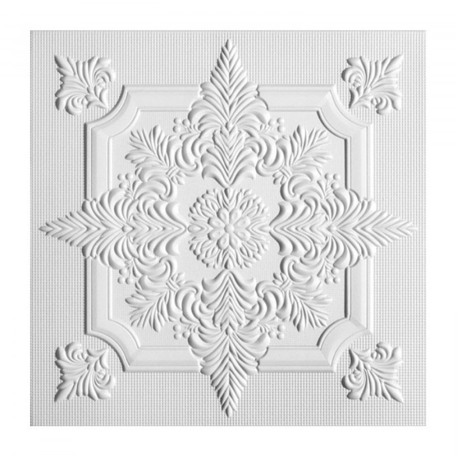 Плита потолочная Солид экструдированная 50х50см 2 кв.м 8шт белая арт.с 2007