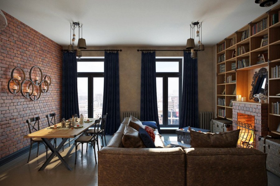 Шторы в стиле лофт