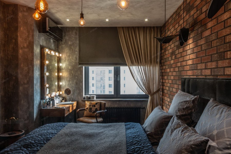 Шторы в спальню лофт