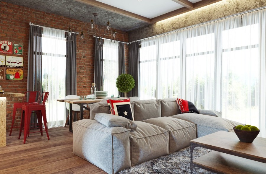 Карнизы для штор в стиле лофт