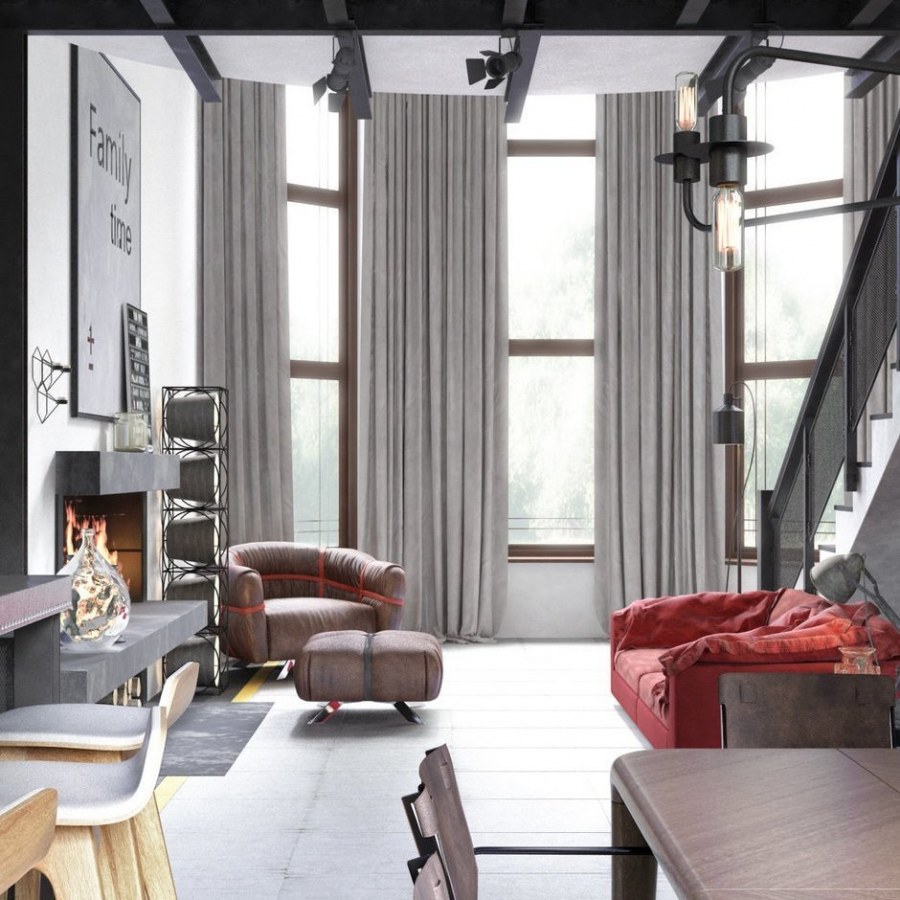 Шторы в стиле лофт