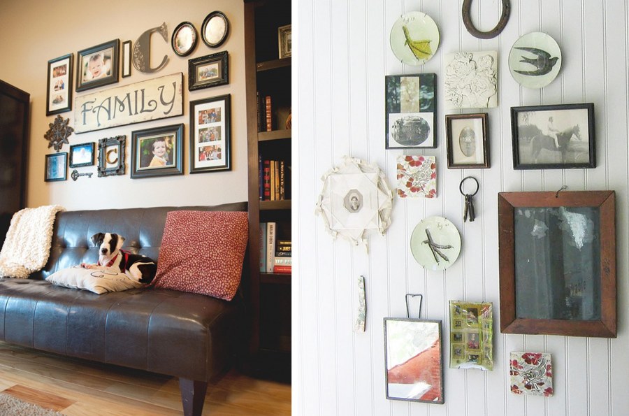 Фоторамки на стене в интерьере квартиры