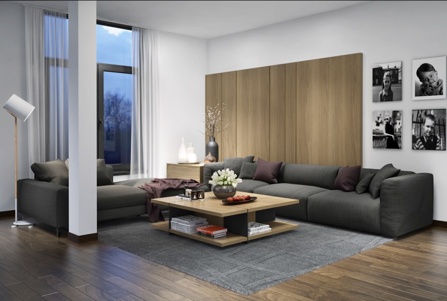 Интерьер гостиной в спокойных тонах