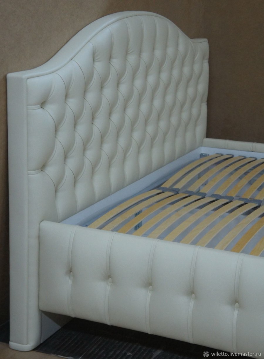 Кровать Элизабет каретная стяжка белая