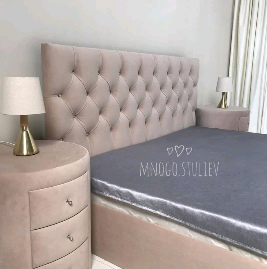 Кровать Элизабет каретная стяжка белая