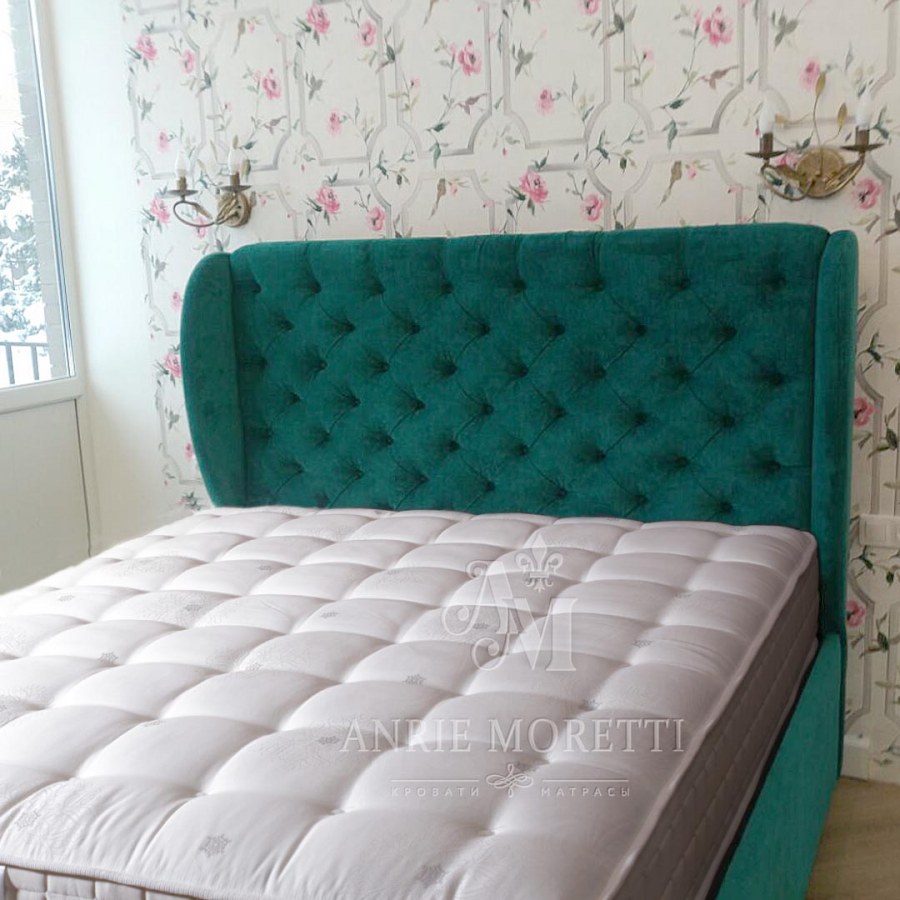 Кровать каретная стяжка зеленая