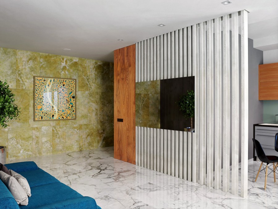 Зеркальные рейки в интерьере