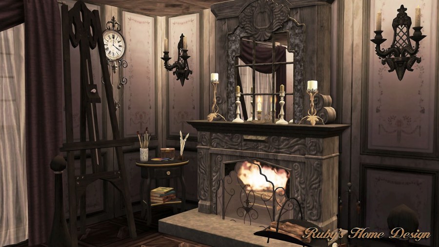 Готический интерьер с камином