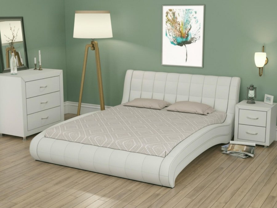 Кровать полутораспальная Дженни с ПМ 120 Х 200 см кожзам белый