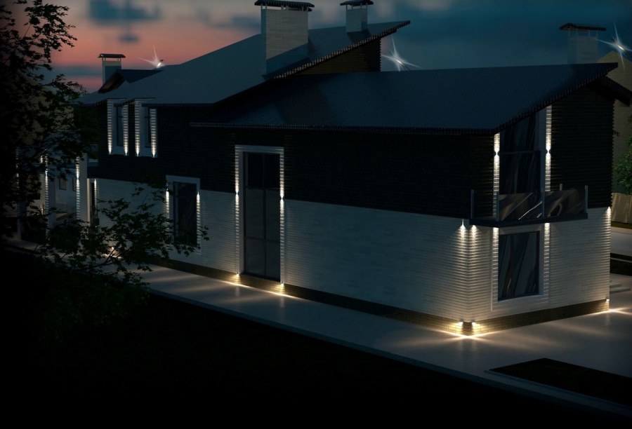 Архитектурная подсветка фасадов коттеджей