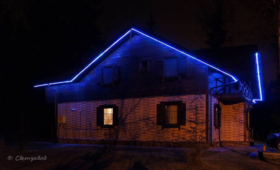 Подсветка фасада дюралайтом